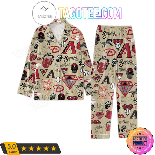 Arizona Diamondbacks Love Pattern Sleepwear Pajama Pjs Set