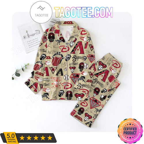 Arizona Diamondbacks Love Pattern Sleepwear Pajama Pjs Set