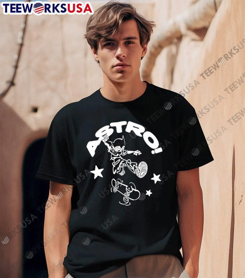 Astro! Skater Boy Jumping on Skateboard Streetwear Unisex shirt