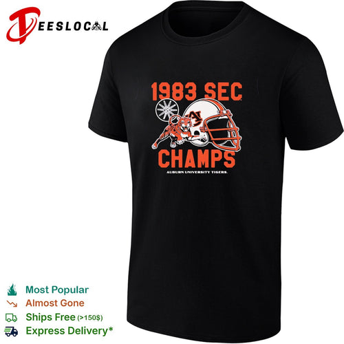 Auburn Tigers 1983 SEC champs tiger mascot running football helmet shirt