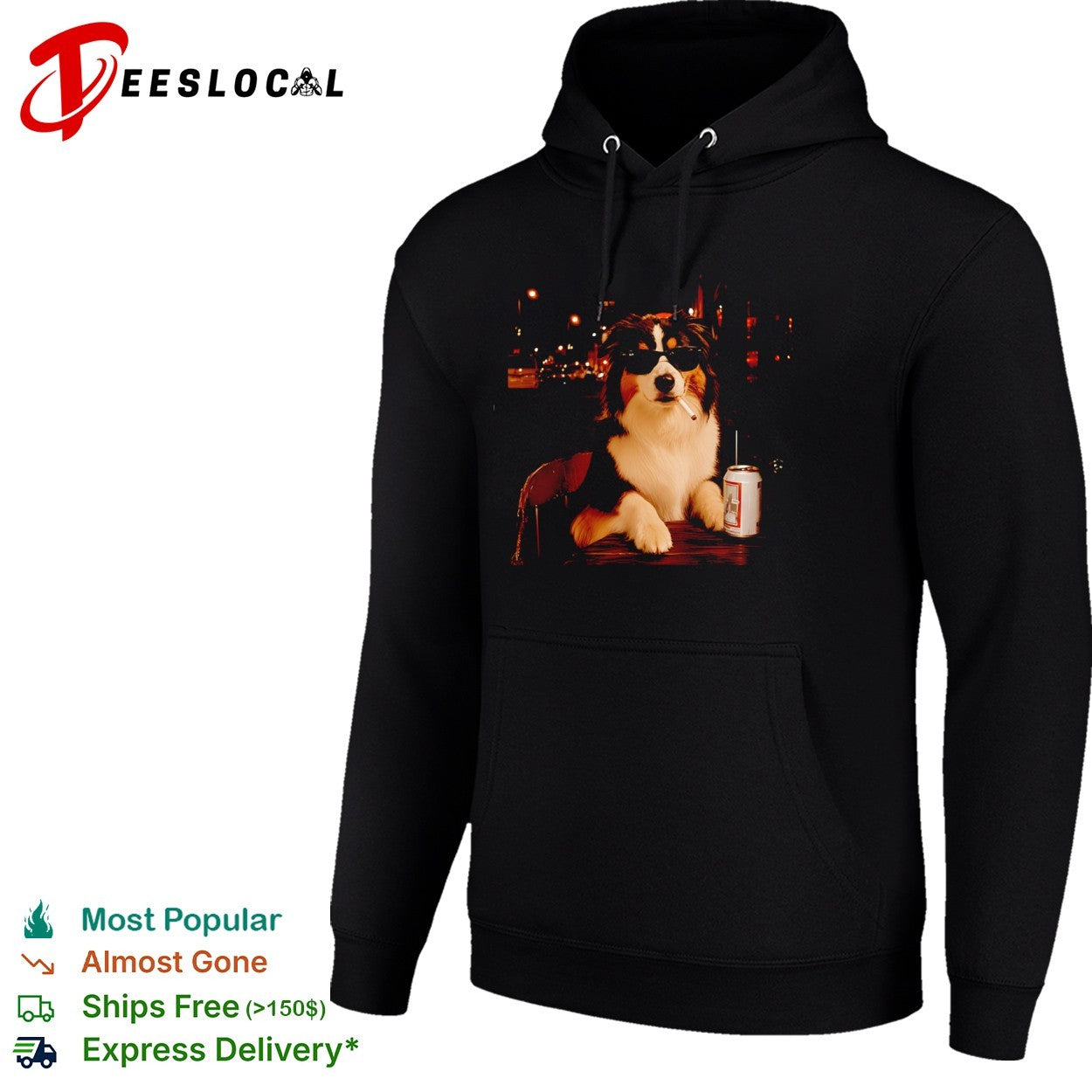 Australian Shepherd Dog Smoking a Cigarette with a Beer shirt