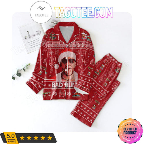 Bad Bunny Christmas Shirt Pant PJ Pajamas Set