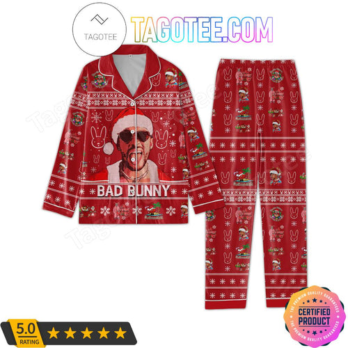 Bad Bunny Christmas Shirt Pant PJ Pajamas Set