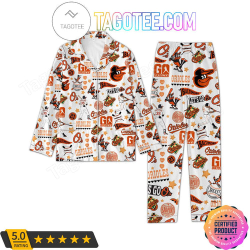 Baltimore Orioles Love Football Pattern Sleepwear Pajama Pjs Set
