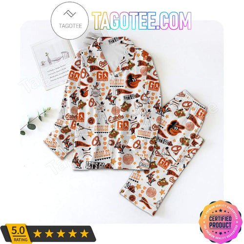 Baltimore Orioles Love Football Pattern Sleepwear Pajama Pjs Set