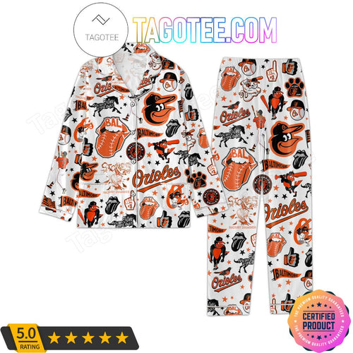 Baltimore Orioles Love Pattern Sleepwear Pajama Pjs Set