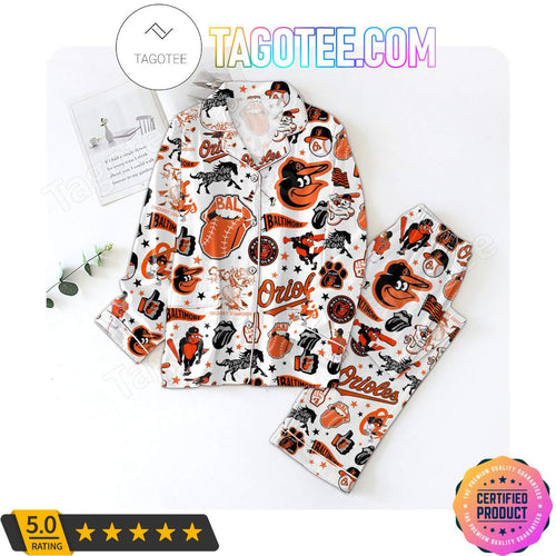 Baltimore Orioles Love Pattern Sleepwear Pajama Pjs Set