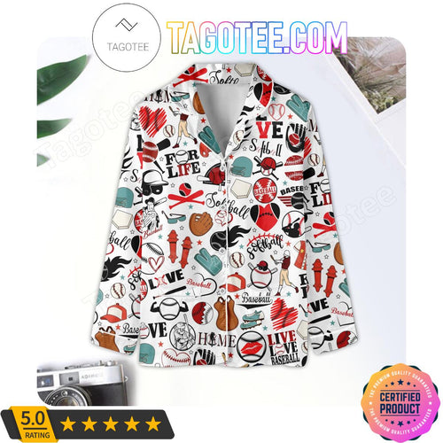 Baseball Home Pattern Sleepwear Pajamas Set