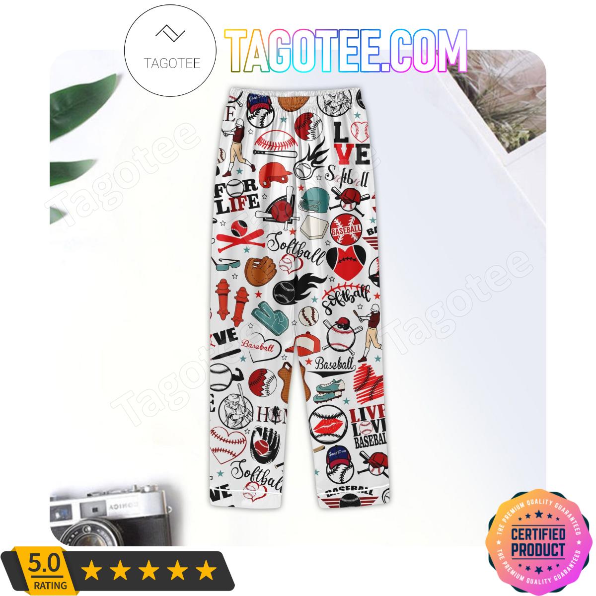 Baseball Home Pattern Sleepwear Pajamas Set