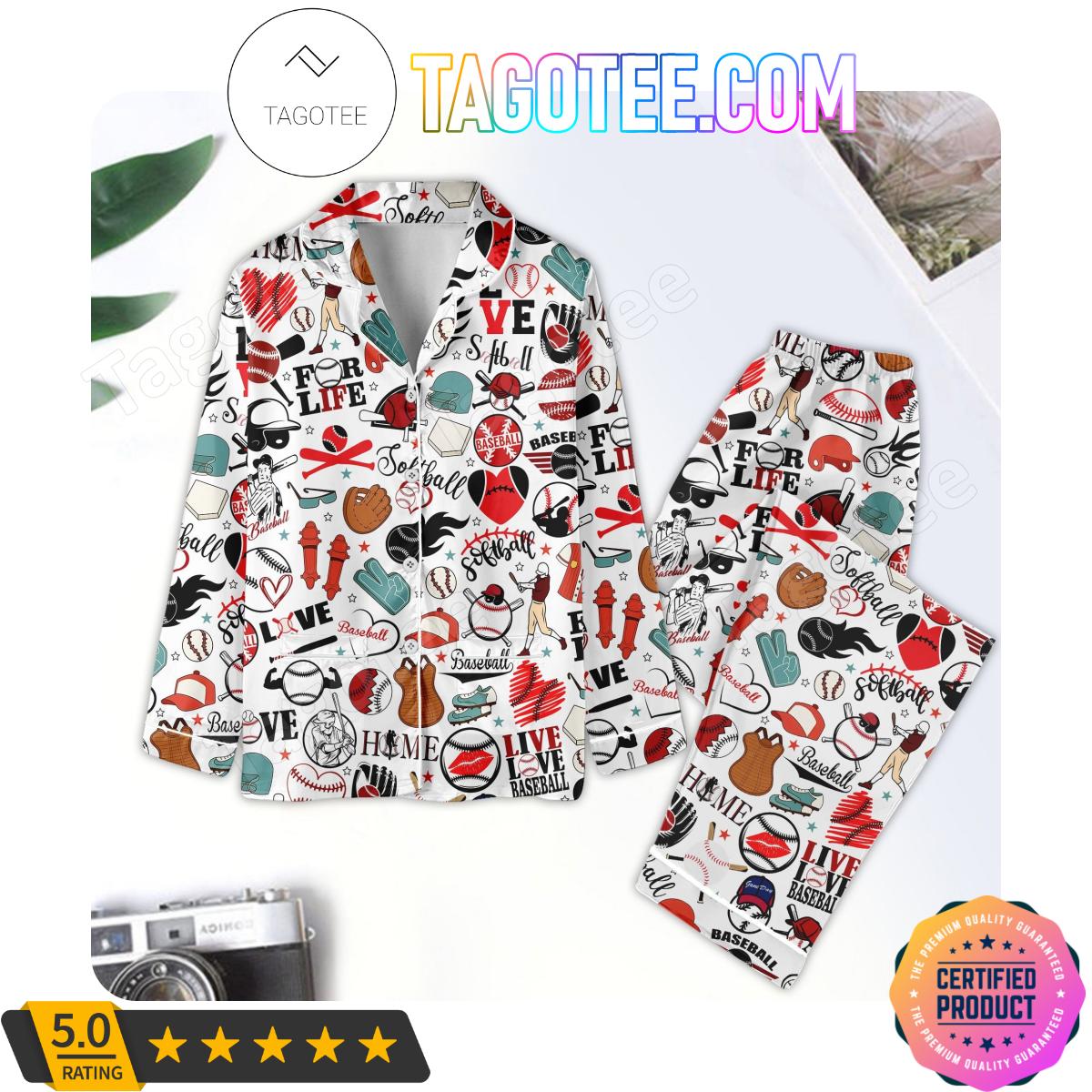 Baseball Home Pattern Sleepwear Pajamas Set