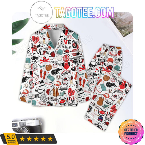 Baseball Home Pattern Sleepwear Pajamas Set