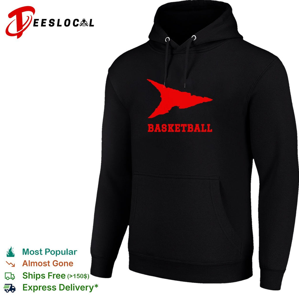 Basketball arrowhead flame shape logo lettering shirt