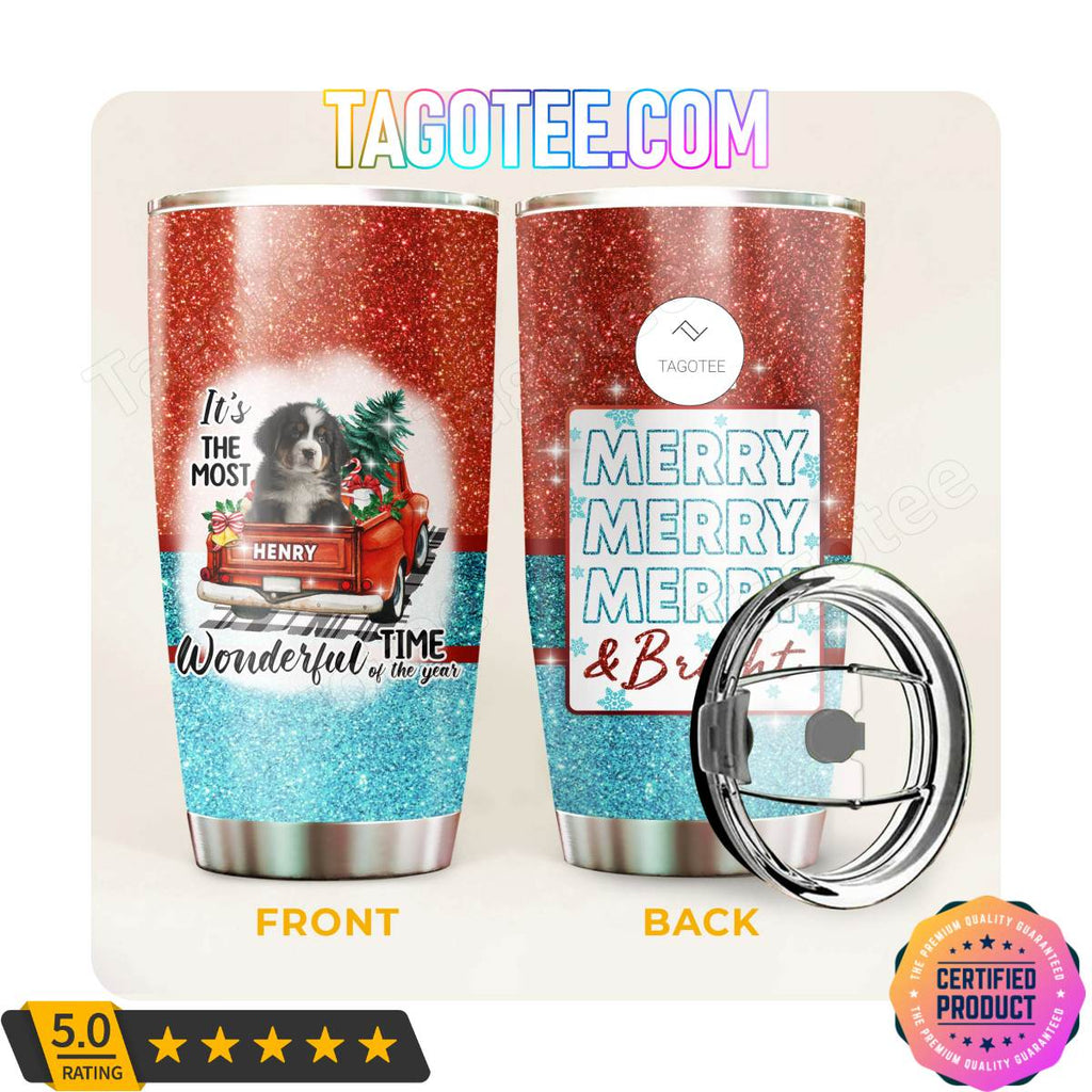 Bernese Mountain Dog Merry Christmas Holiday Most Wonderful Time Of The Year Tumbler