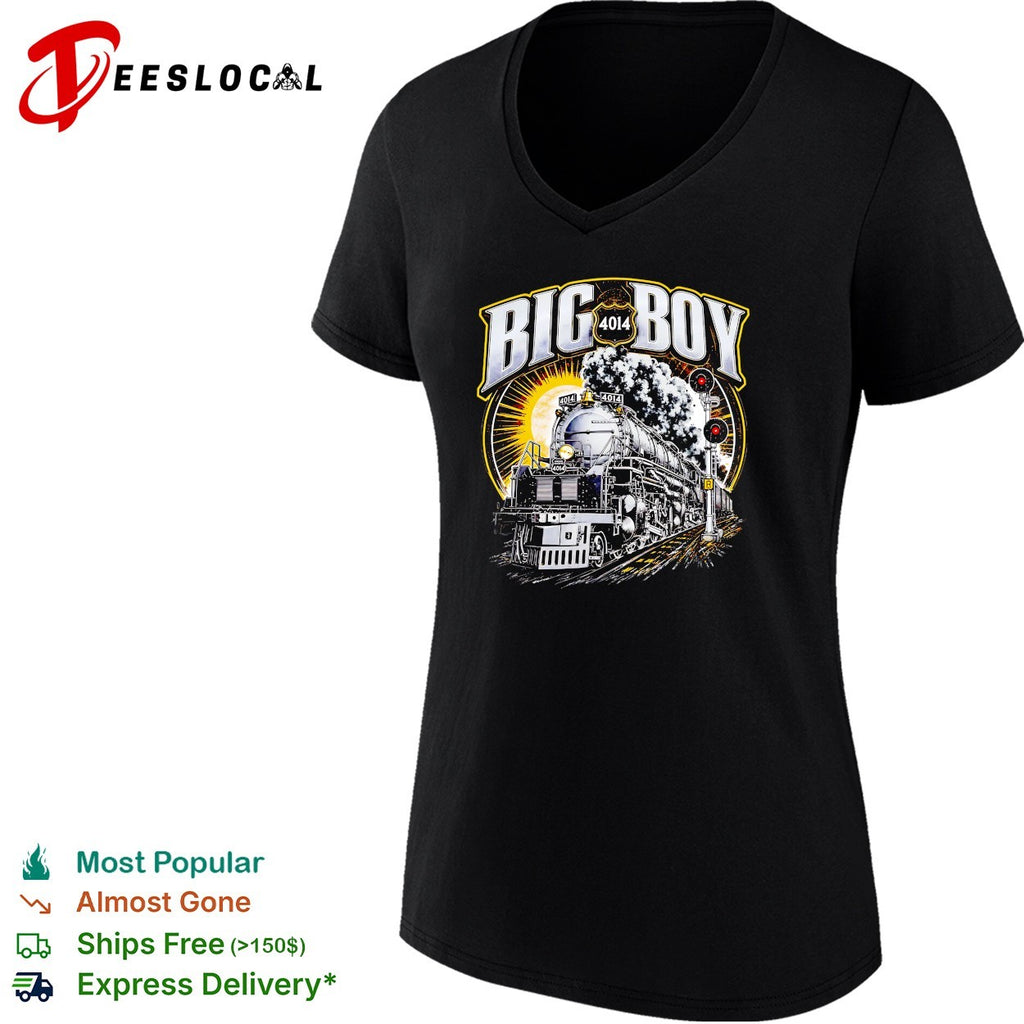 Big Boy 4014 steam locomotive train billowing smoke railway signal lights shirt