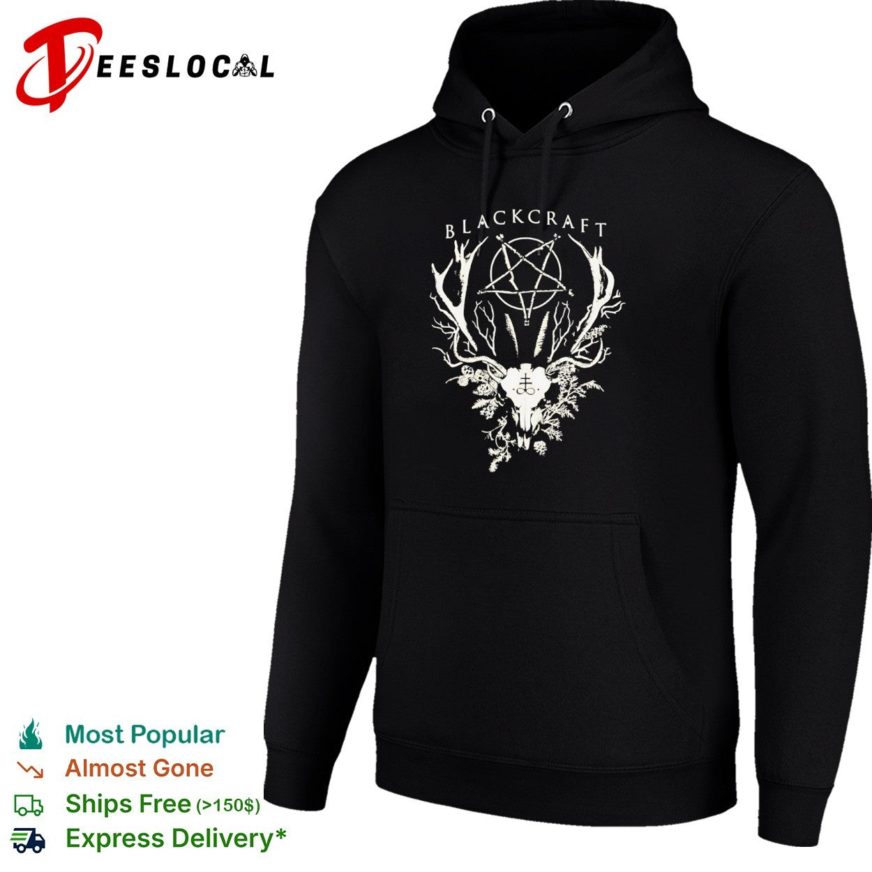 Blackcraft Pentagram Deer Skull Occult shirt