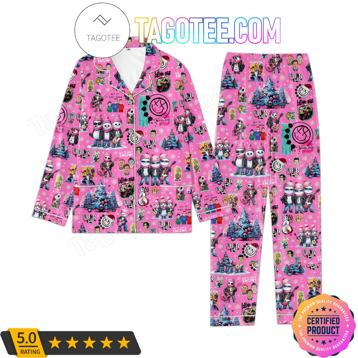 Blink-182 Say It Ain’t So Christmas Shirt Pant PJ Pajamas Set