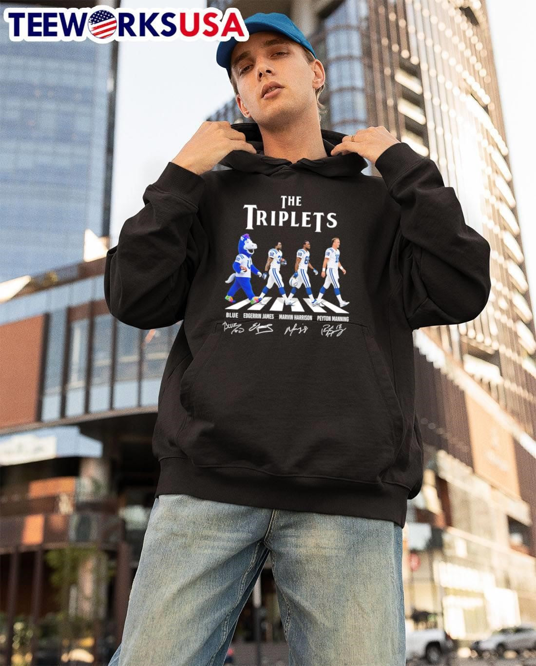 Blue, Edgerrin James, Marvin Harrison, Peyton Manning The Triplets Colts T-Shirt