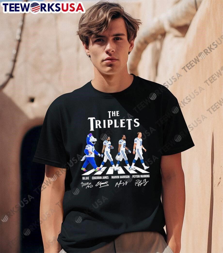 Blue, Edgerrin James, Marvin Harrison, Peyton Manning The Triplets Colts T-Shirt