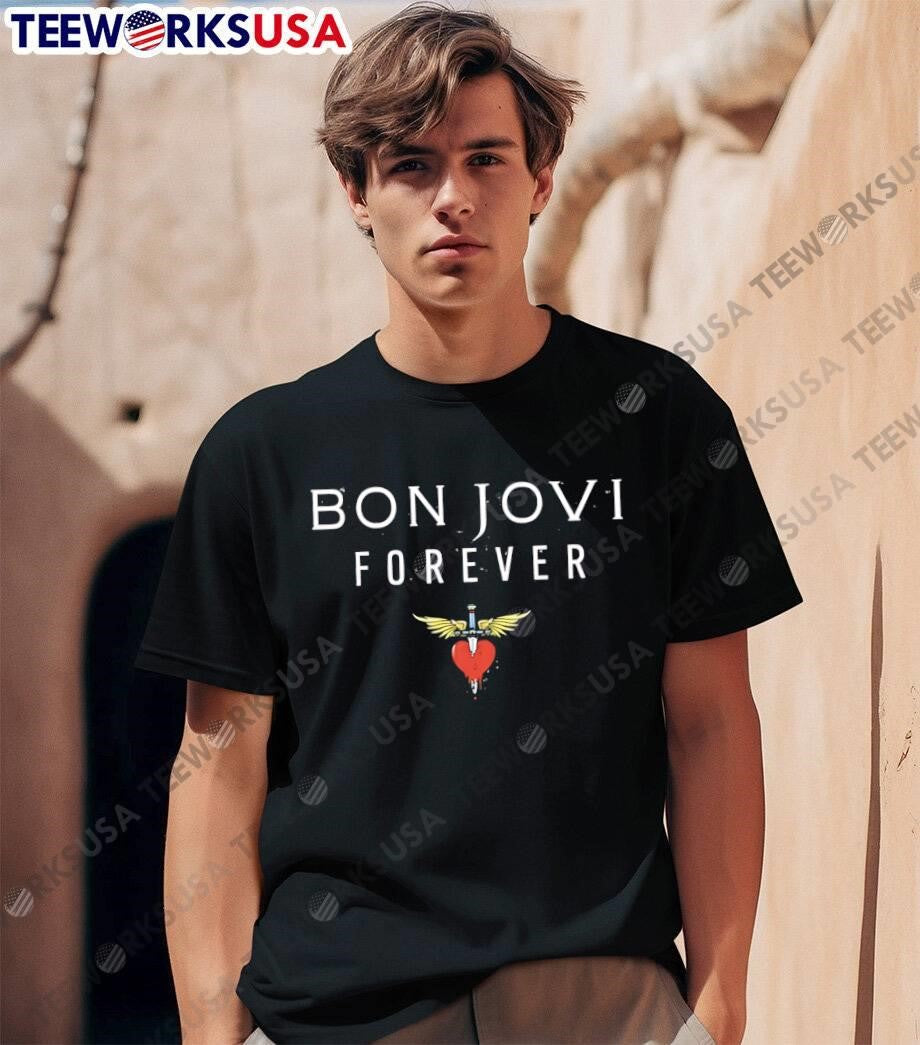 Bon Jovi Forever Heart Dagger Logo Music shirt