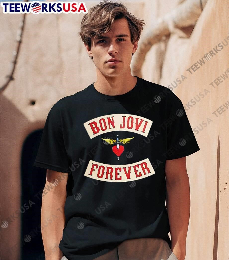 Bon Jovi Forever Heart Dagger Wings Music Fan shirt