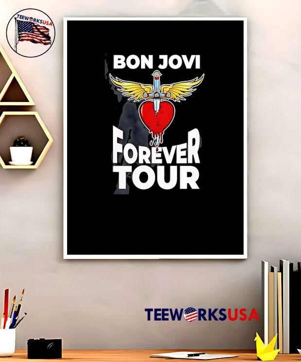 Bon Jovi Forever Tour Dagger Heart Wings Graphic shirt
