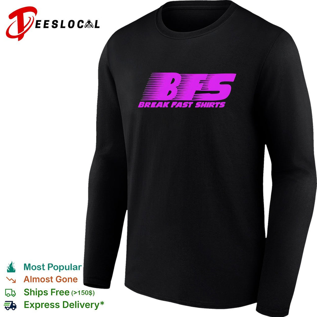 Break Fast Shirts BFS wordmark logo with motion speed lines background shirt