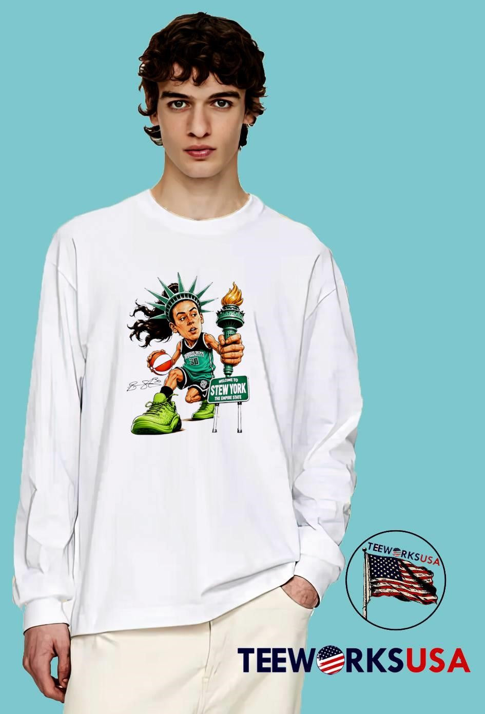 Breanna Stewart Statue of Liberty Playing Basketball Equality 30 Welcome to Stew York The Empire State T-Shirt