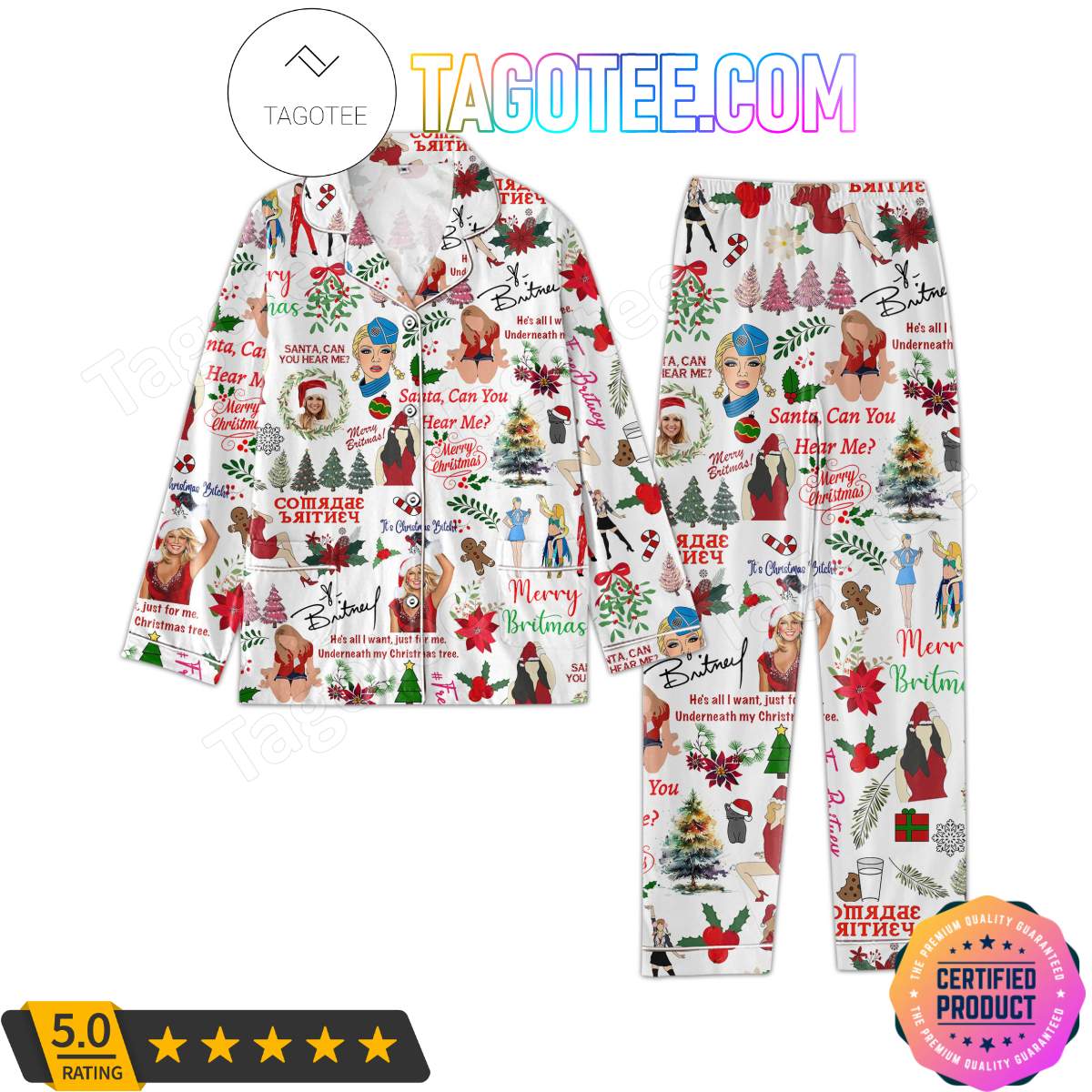 Britney Spears Merry Britmas Merry Christmas Shirt Pant PJ Pajamas Set