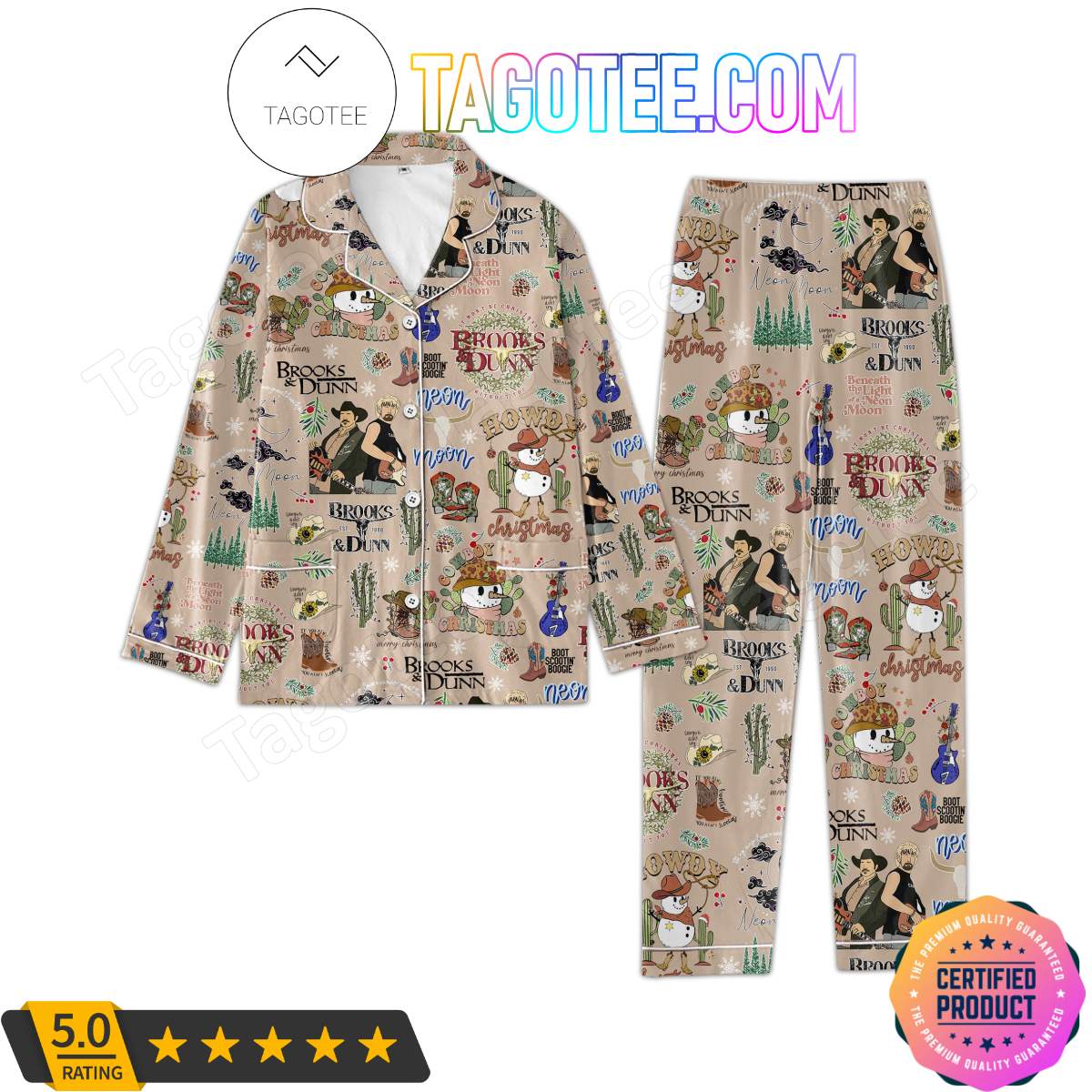 Brooks And Dunn Cowboy Christmas Shirt Pant PJ Pajamas Set