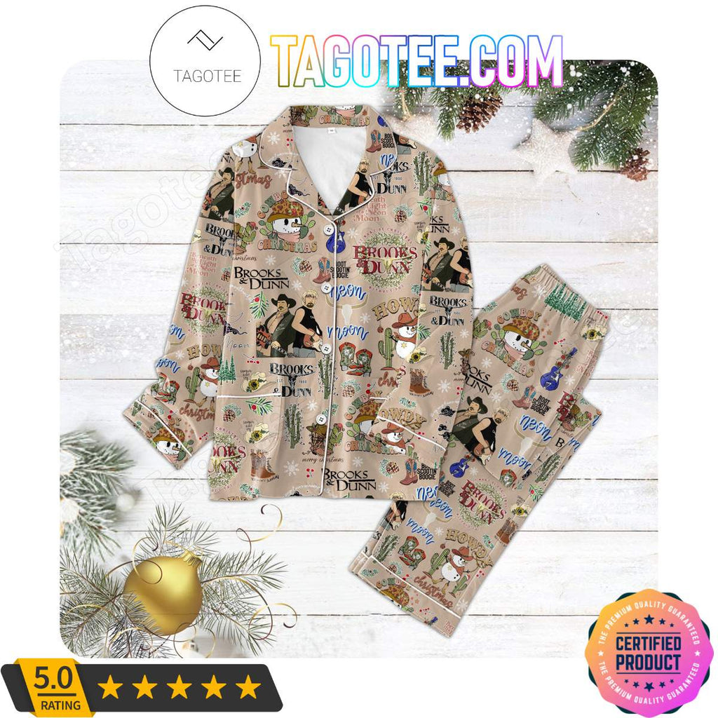 Brooks And Dunn Cowboy Christmas Shirt Pant PJ Pajamas Set