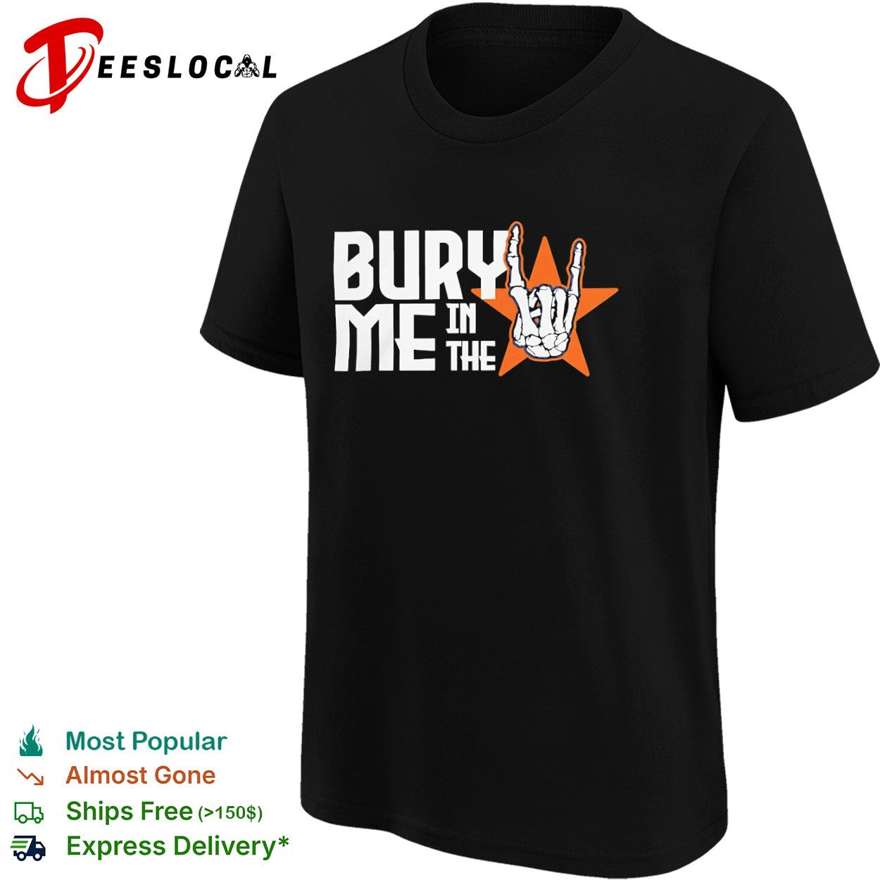 Bury Me in the Houston Astros Skeleton Hand shirt