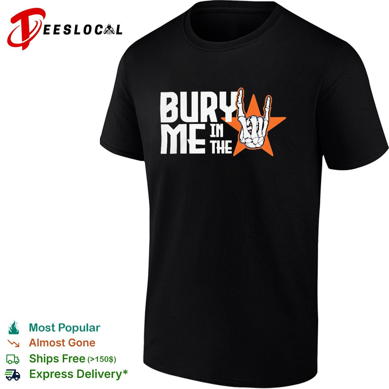 Bury Me in the Houston Astros Skeleton Hand shirt