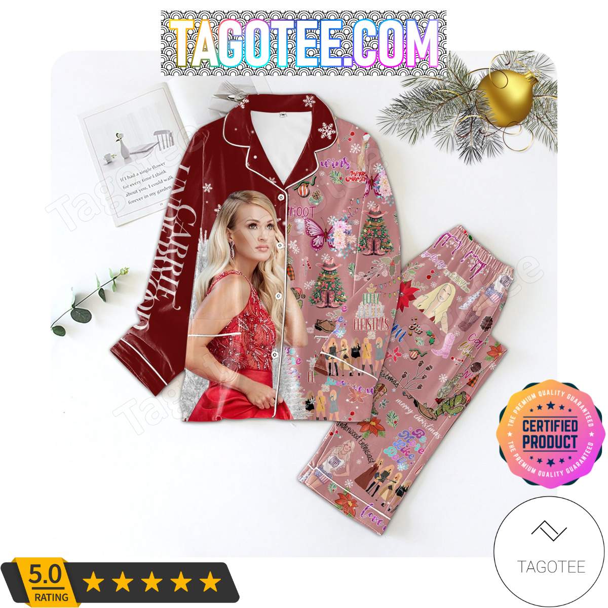 Carrie Underwood Holly Dolly Christmas Pajamas Set PJ Shirt, Pant