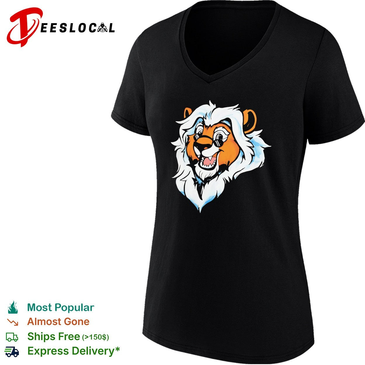 Cartoon Lion Head with Sunglasses mascot shirt