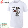 Cartoon dog smiling and holding a large brain use it meme shirt