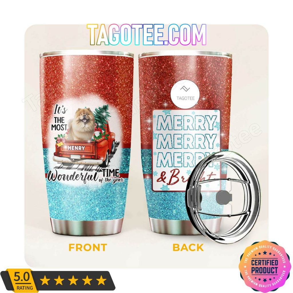Chow Chow Dog Merry Christmas Holiday Most Wonderful Time Of The Year Tumbler
