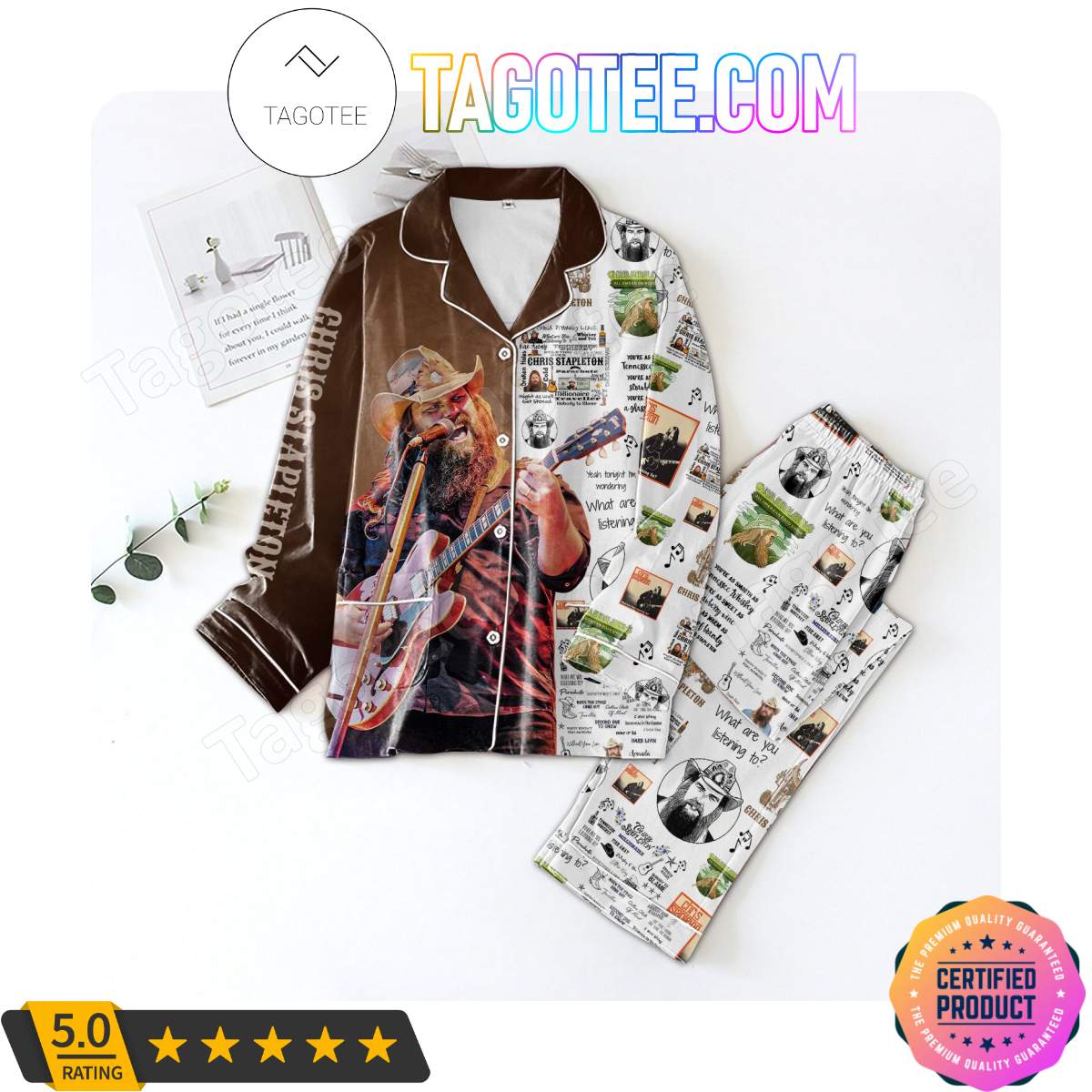 Chris Stapleton Music Pattern Women’s Pajamas Set