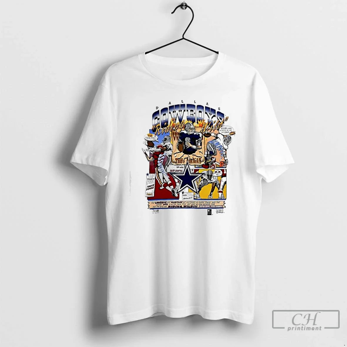 Classic Dallas Cowboys Riding Wild Troy Aikmanthe Triplets T-Shirts