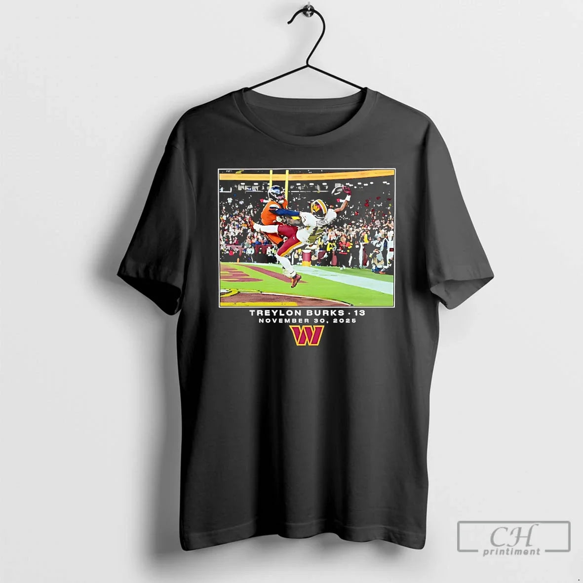 Classic Treylon Burks Catching Moment Photo Washington Commanders T-Shirts