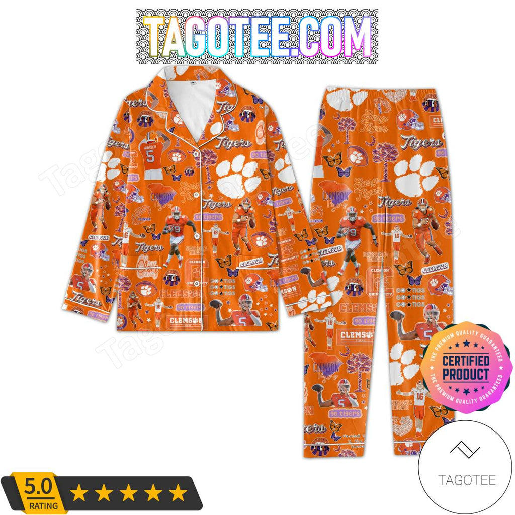 Clemson Tigers Football Pattern Women’s Pajamas Set