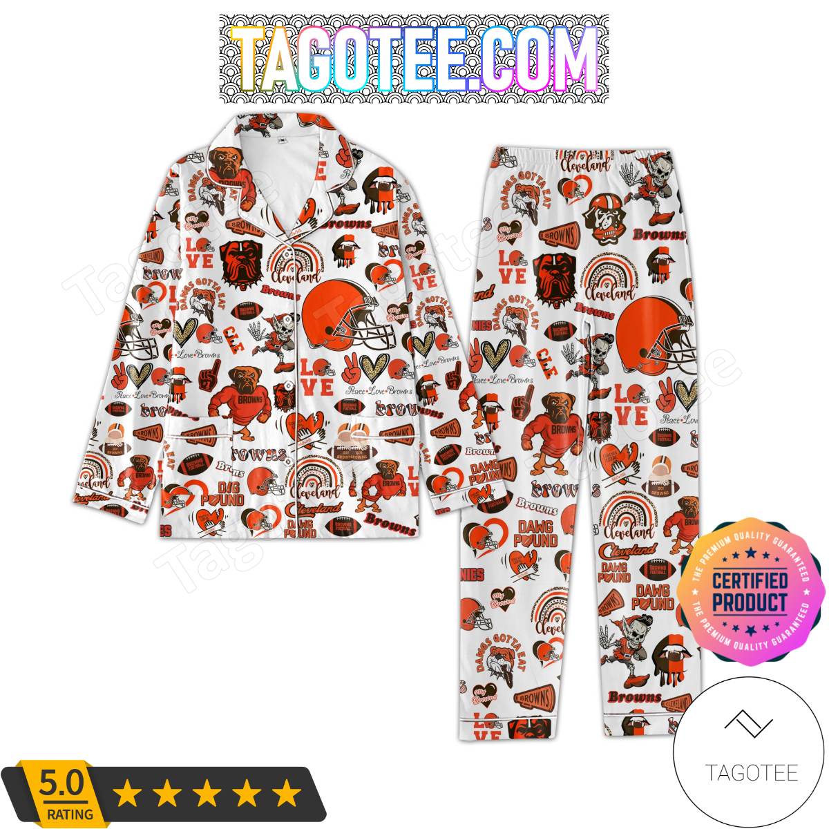 Cleveland Browns Football Pattern Women’s Pajamas Set