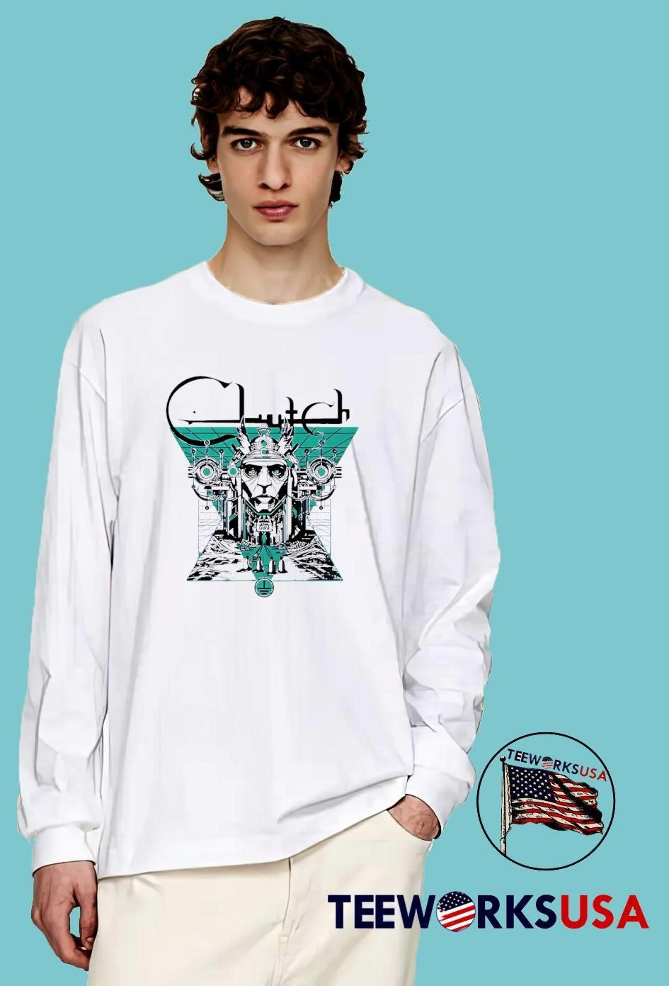 Clutch band futuristic astronaut head sci-fi band shirt