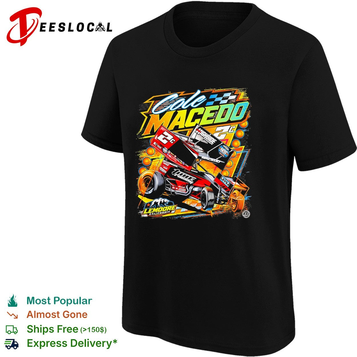 Cole Macedo Two C Racing Lemoore California Sprint Car shirt