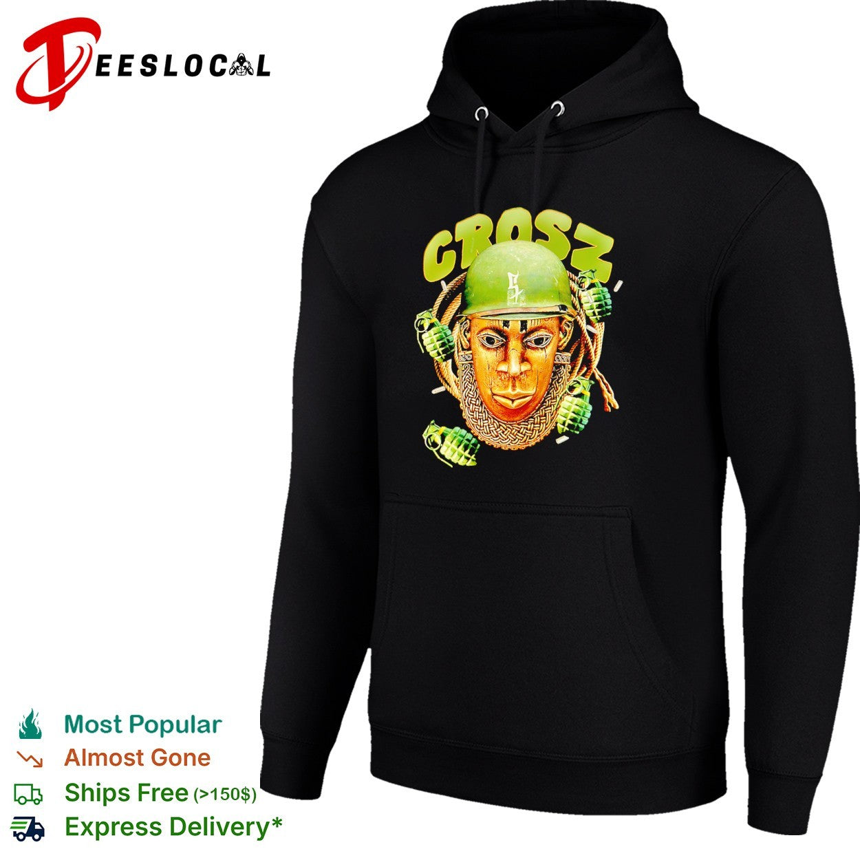 Crosz Golden Mask Military Helmet Grenades shirt
