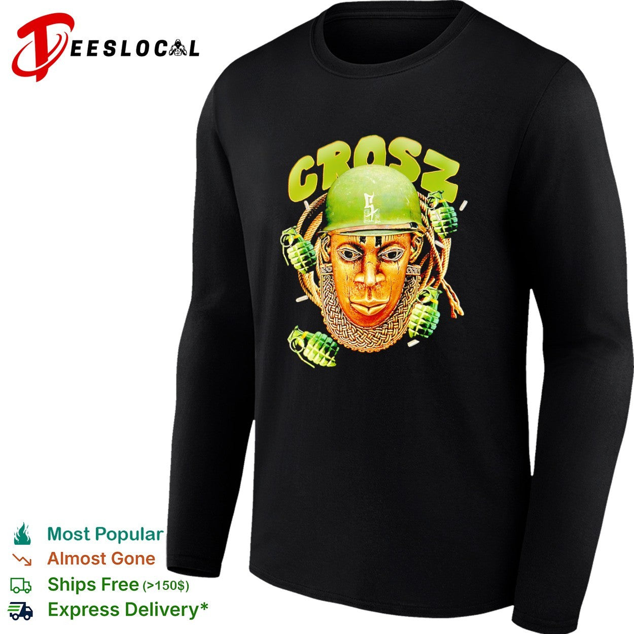 Crosz Golden Mask Military Helmet Grenades shirt
