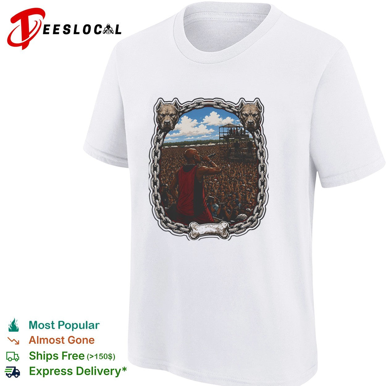 DMX Concert Performance with Pitbulls Chain Frame shirt