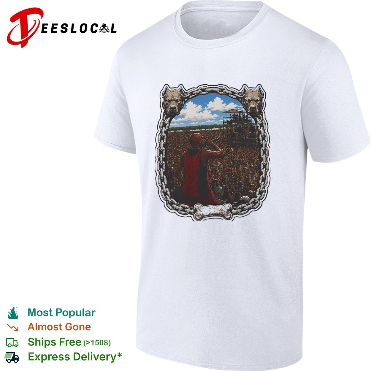 DMX Concert Performance with Pitbulls Chain Frame shirt