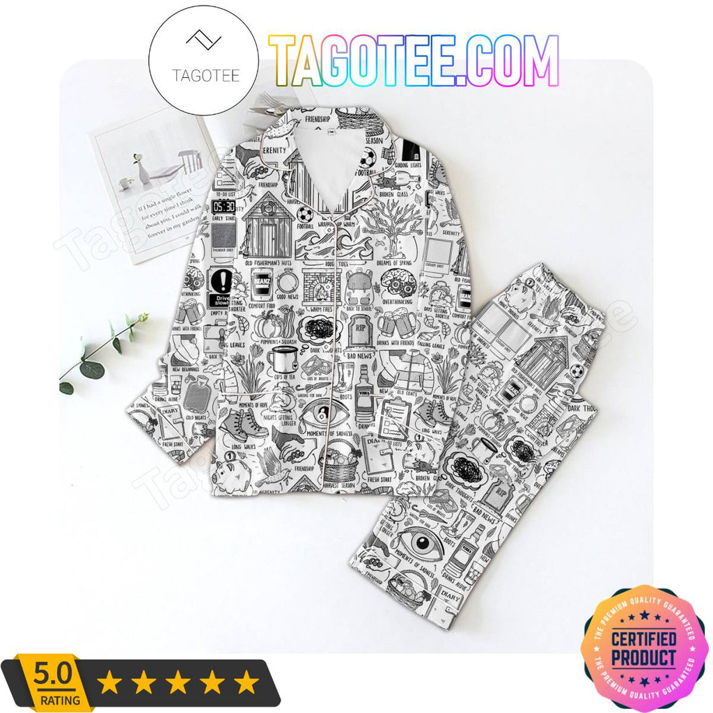 Daily Life Seamless Pattern Pajama Sets Sleepwear