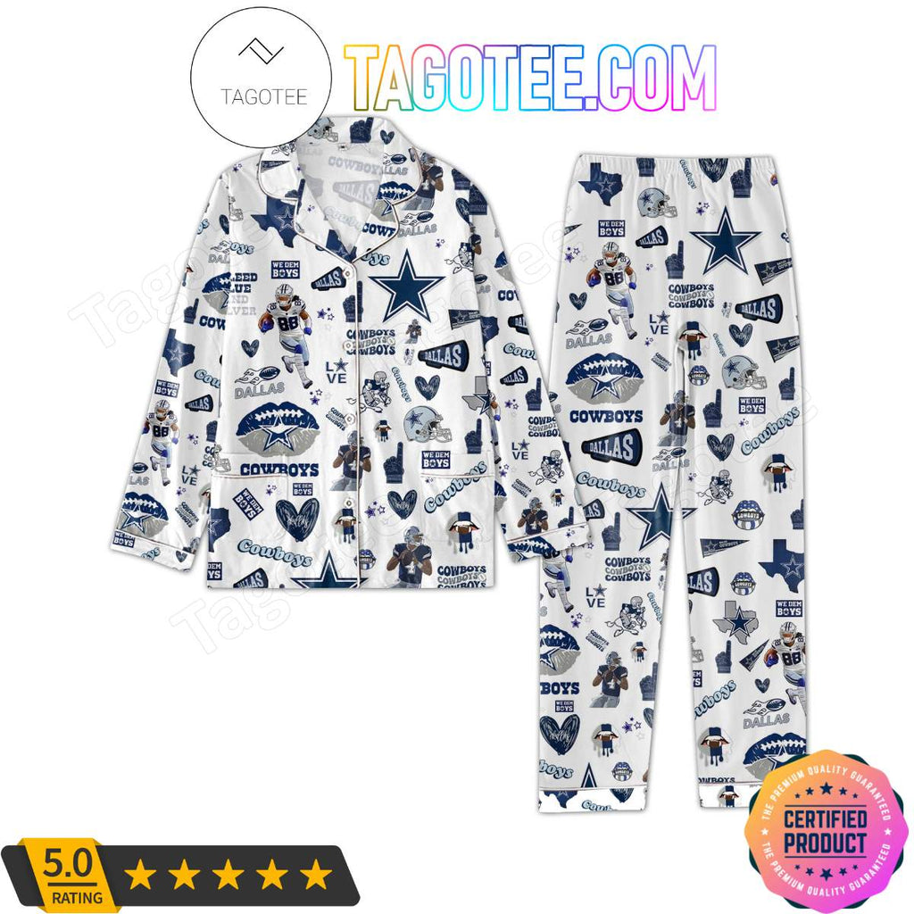 Dallas Cowboys Love Pattern Sleepwear Pajama Pjs Set