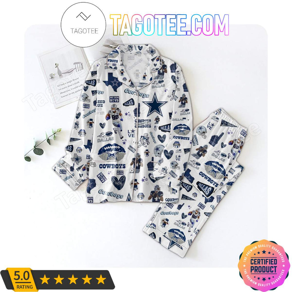 Dallas Cowboys Love Pattern Sleepwear Pajama Pjs Set